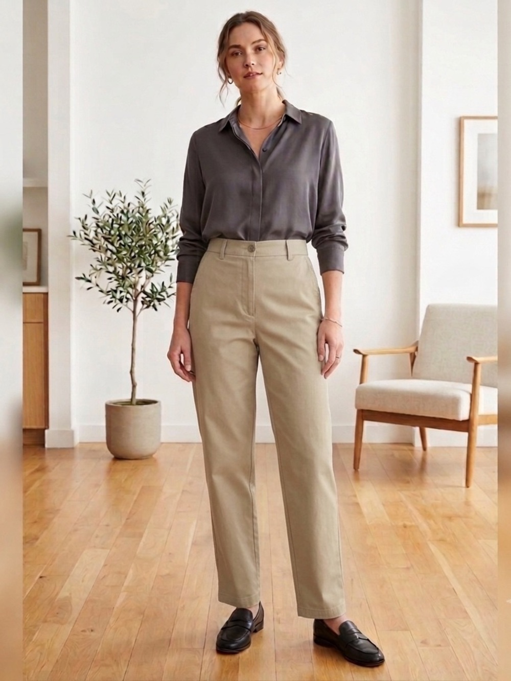 Eileen Fisher Tencell & Cotton Tapered Pant